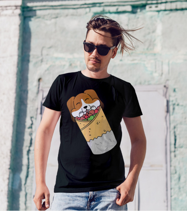 Basset Hound Wrapped In Mexican Burrito Funny Dog T-Shirt