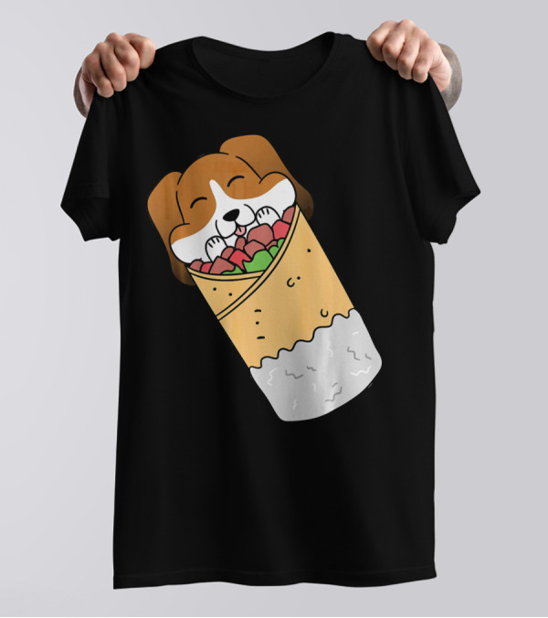Basset Hound Wrapped In Mexican Burrito Funny Dog T-Shirt