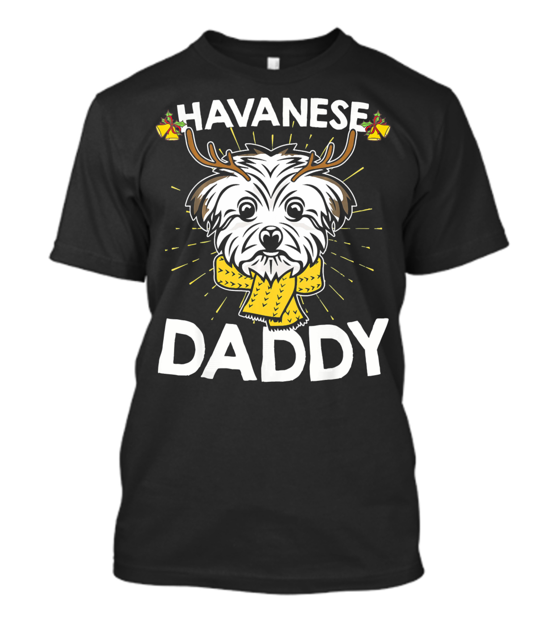 Havanese Daddy Christmas Reindeer Puppy With Antlers And Scarf T-Shirt