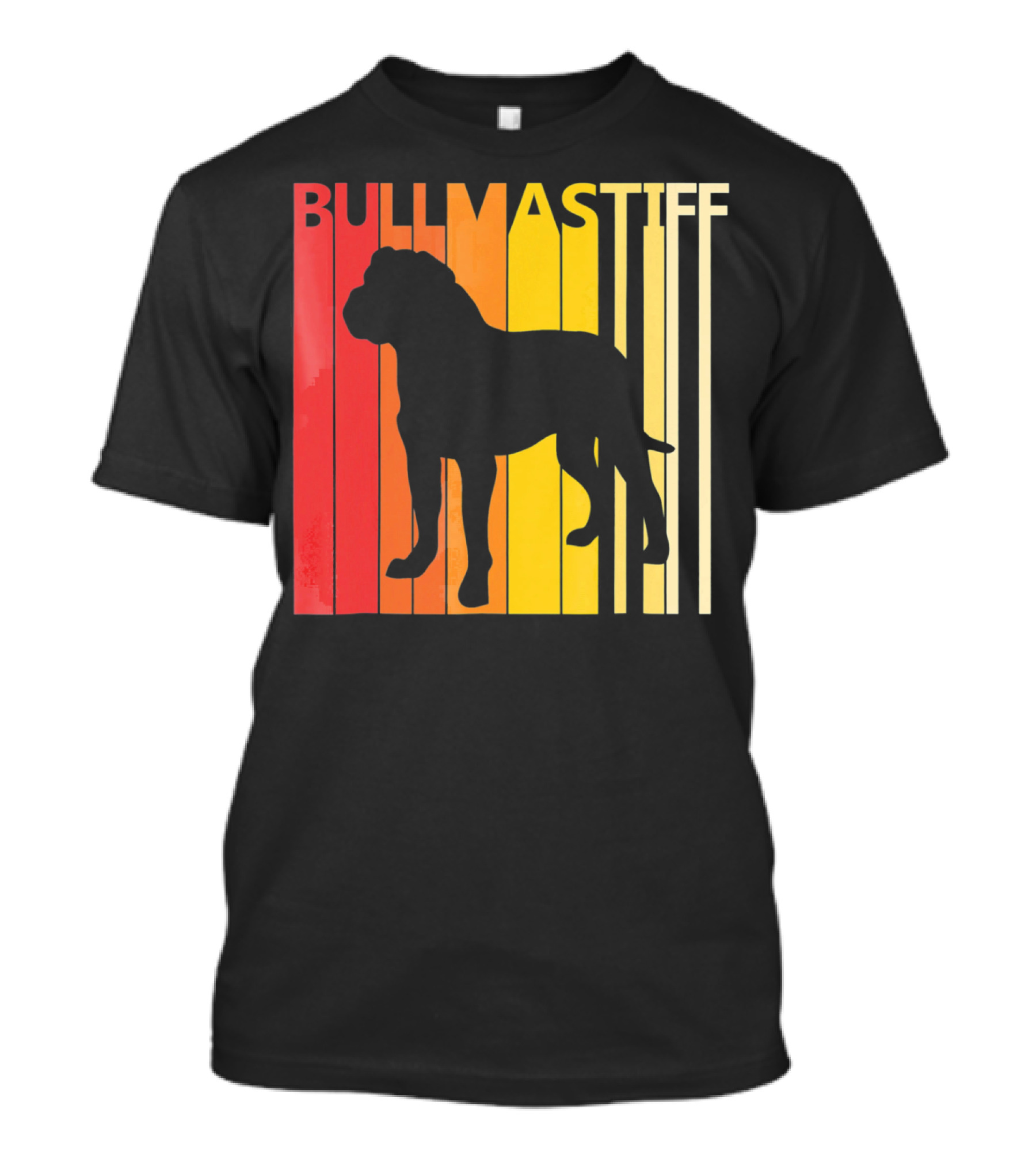 Retro Bullmastiff Dog Silhouette With Color Stripes T-Shirt