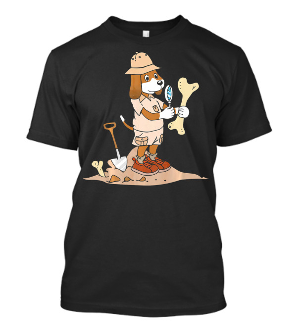 Basset Hound Dressed As Explorer With Bone And Shovel T-Shirt