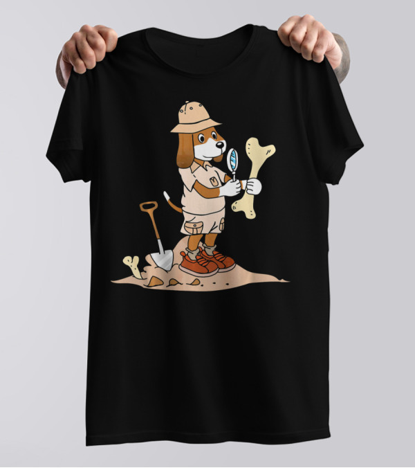 Basset Hound Dressed As Explorer With Bone And Shovel T-Shirt