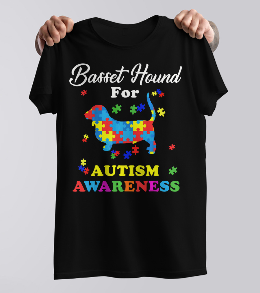 Basset Hound Puzzle Piece Autism Awareness T-Shirt