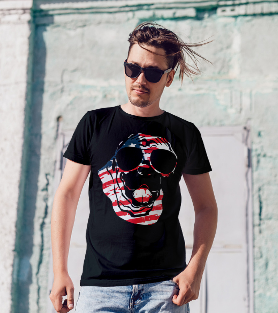 4th Of July Bullmastiff Sunglasses American Flag T-Shirt