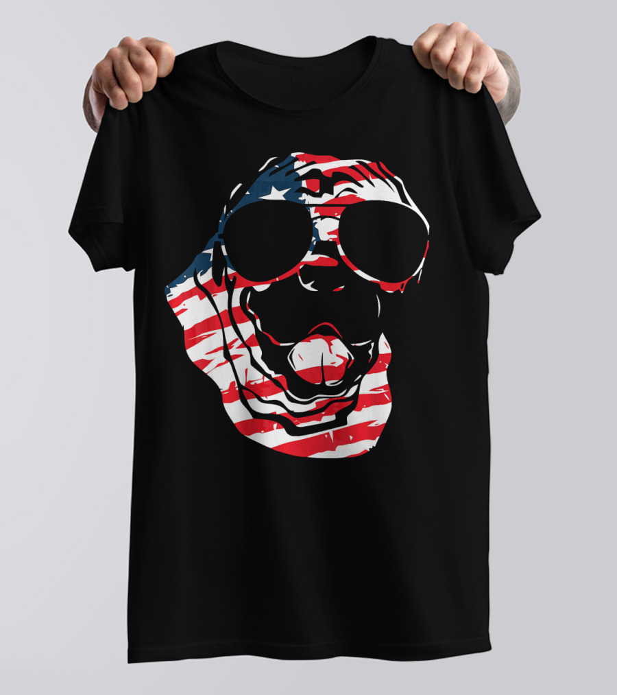 4th Of July Bullmastiff Sunglasses American Flag T-Shirt