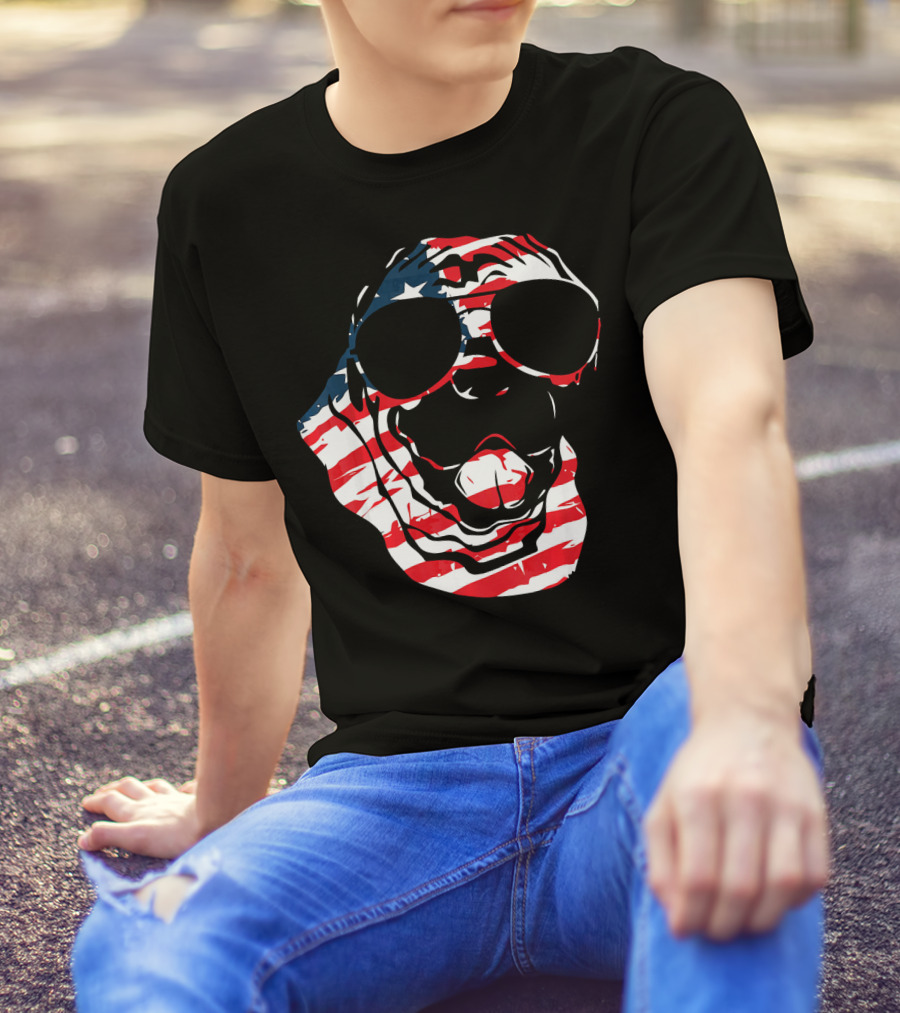 4th Of July Bullmastiff Sunglasses American Flag T-Shirt