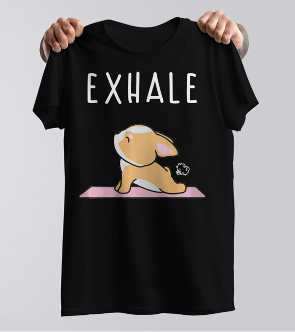 Exhale Corgi In Yoga Pose On Mat T-Shirt