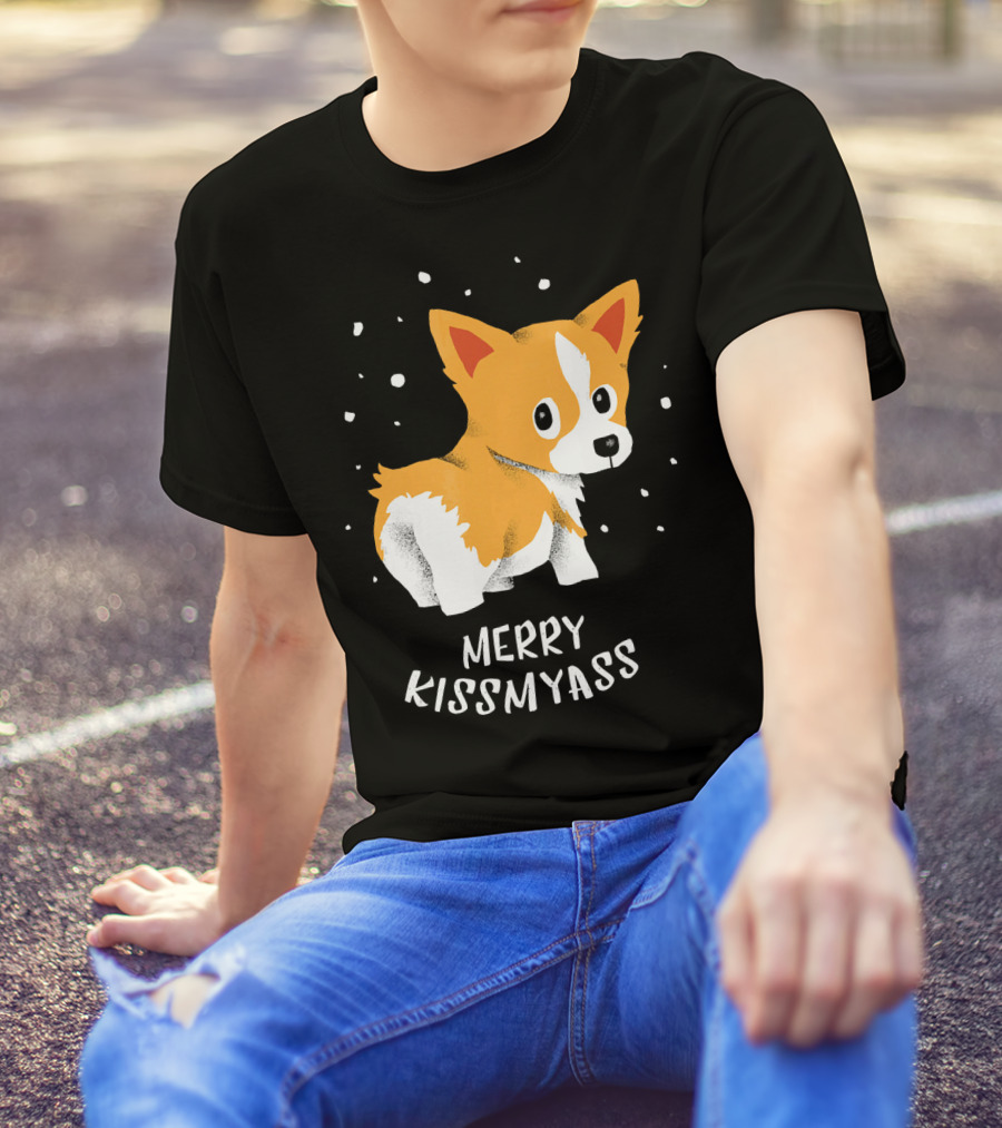 Merrykissmyass Corgi Festive Humor Cute Dog T-Shirt