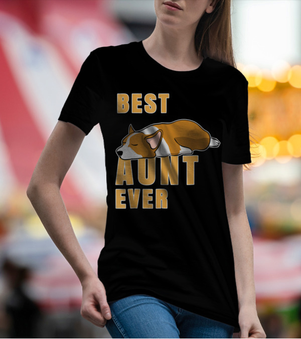 Best Aunt Ever Corgi Sleeping T-Shirt