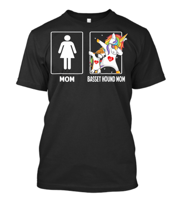 Mom To Basset Hound Mom Unicorn Dabbing T-Shirt