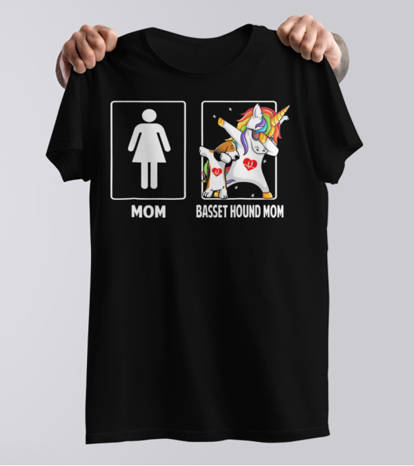 Mom To Basset Hound Mom Unicorn Dabbing T-Shirt