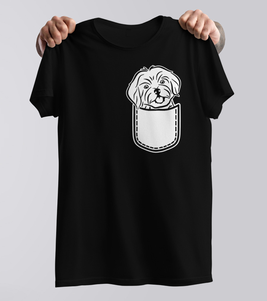 Havanese Dog In Pocket Peeking Out T-Shirt