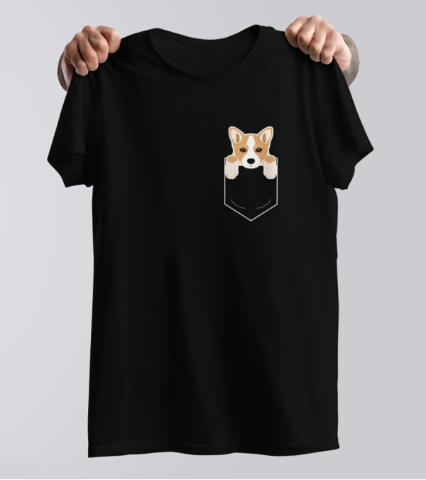 Corgi Peeking From Pocket Cute Dog Owner T-Shirt