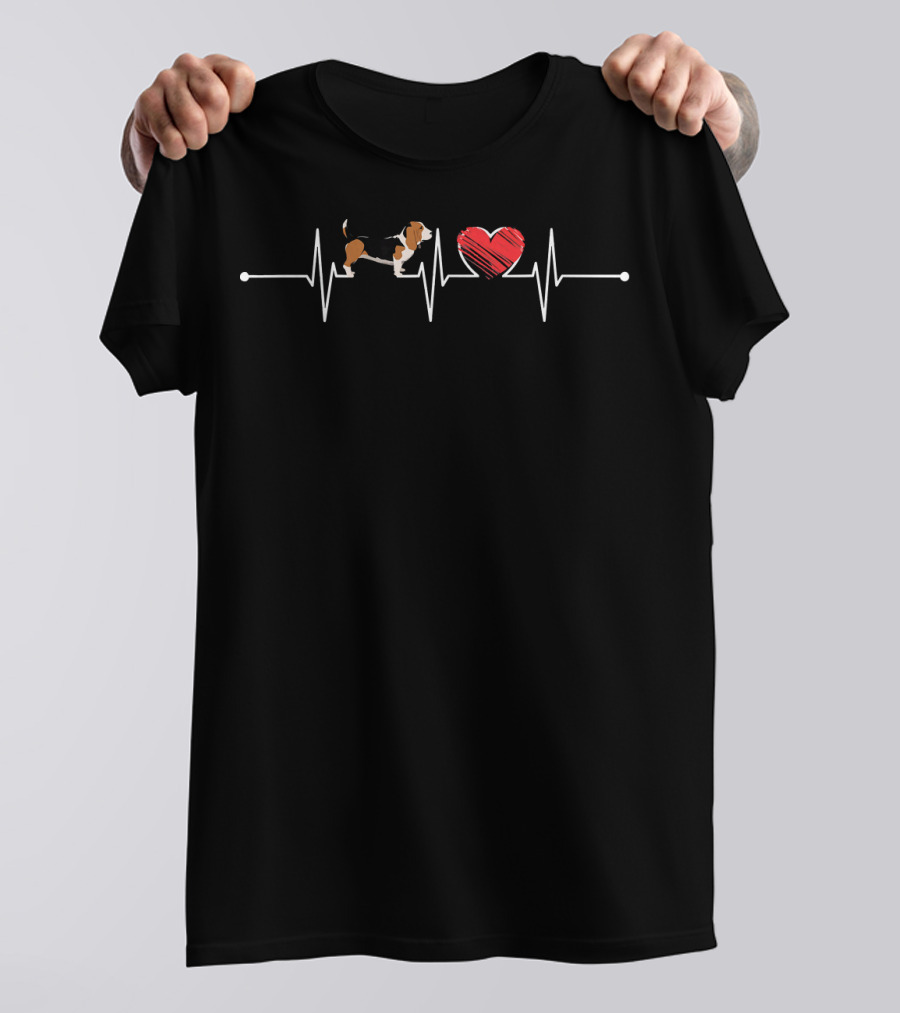 Basset Hound Heartbeat EKG Pet Dog Love T-Shirt