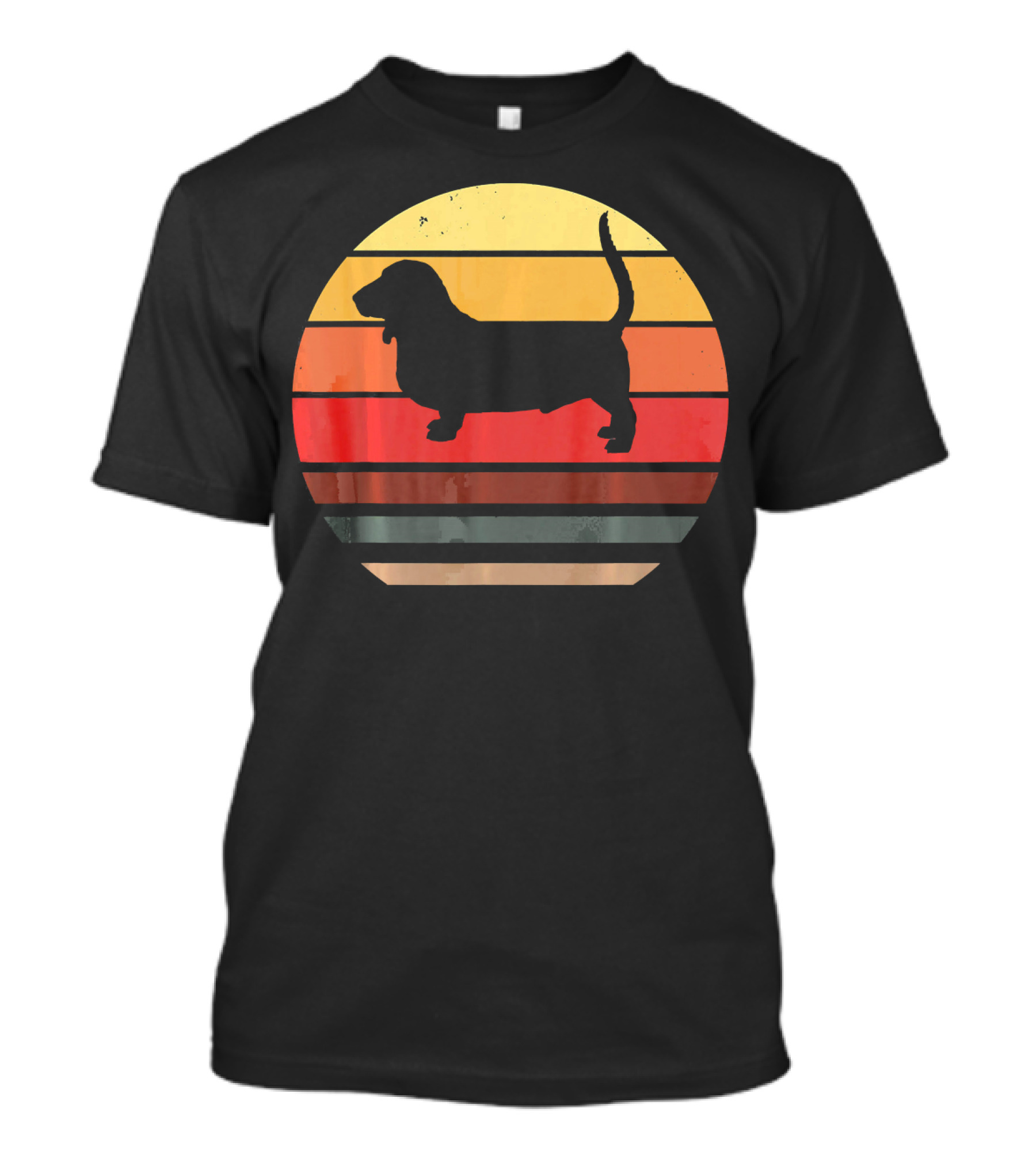 Retro Basset Hound Dogs Lovers Vintage Sunset T-Shirt