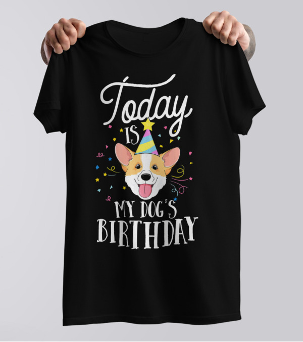 Today Is My Dog's Birthday Corgi Party Hat T-Shirt