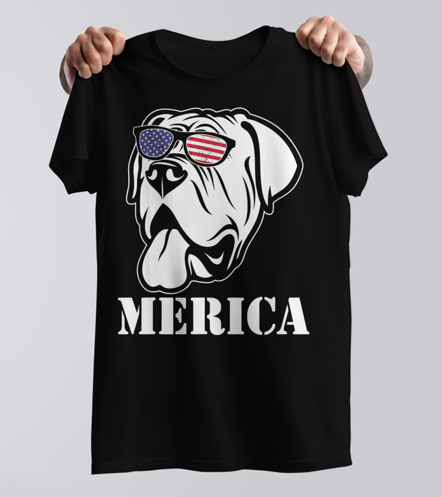 English Mastiff Merica American Flag Sunglasses T-Shirt