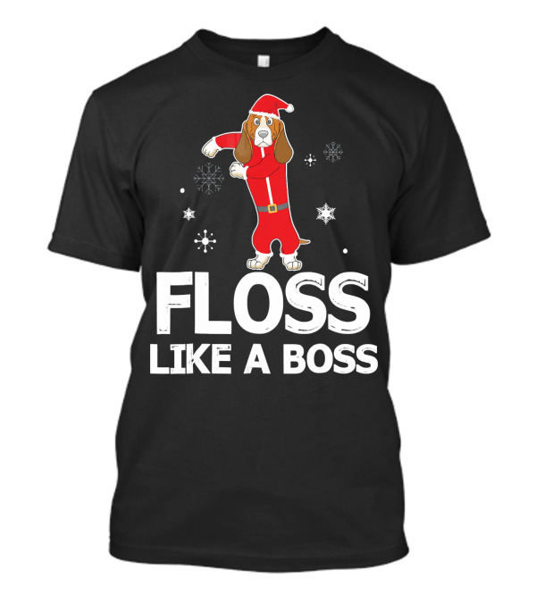 Basset Hound Dog Floss Like A Boss Santa Christmas T-Shirt