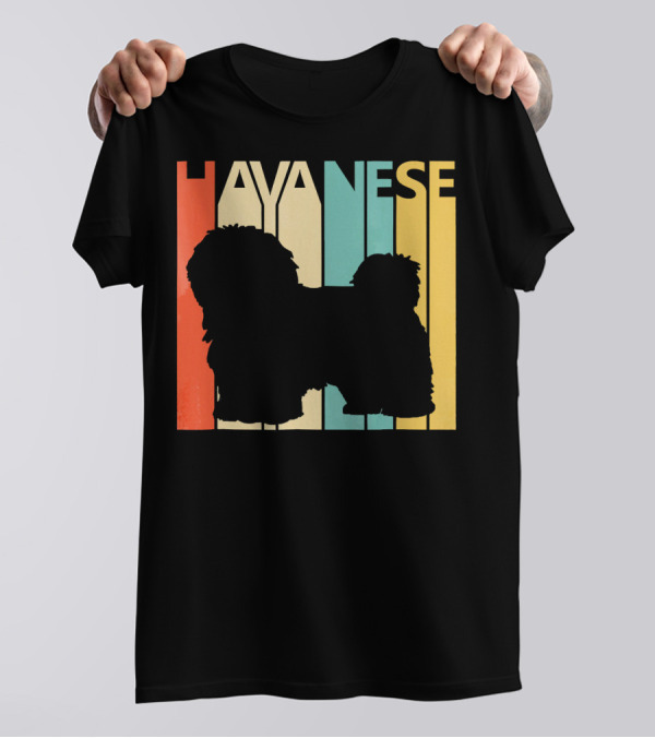 Havanese Dog Vintage Silhouette Retro Colors T-Shirt