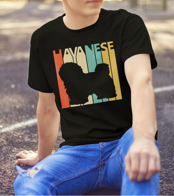 Havanese Dog Vintage Silhouette Retro Colors T-Shirt