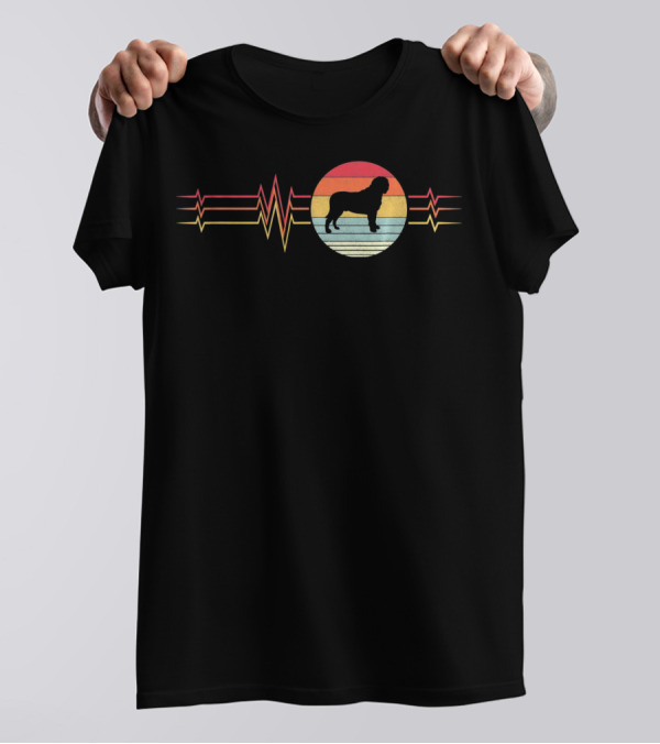 Retro Bullmastiff Heartbeat Lifeline Circle Sunset Stripe T-Shirt