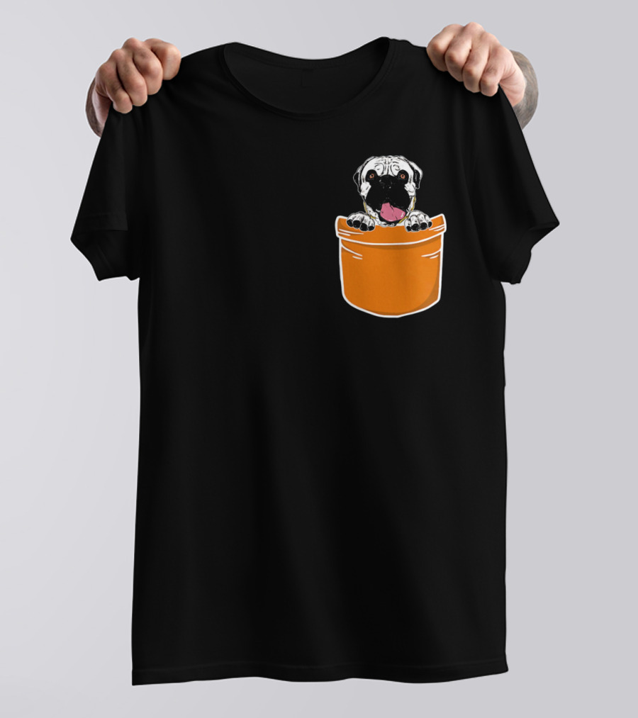 Pocket Bullmastiff Puppy Adorable Canine In Orange Pocket T-Shirt