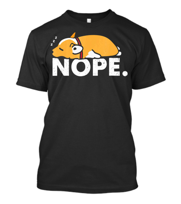 Nope Lazy Corgi Welsh Dog Love Sleeping With Headphones T-Shirt