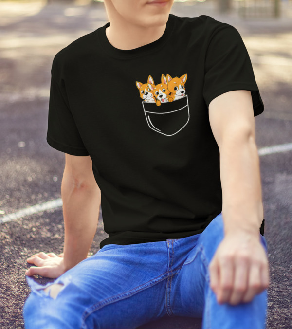 Welsh Corgi Lovers Pocket Trio T-Shirt