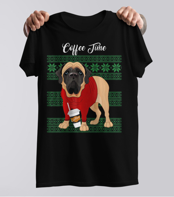 English Mastiff Christmas Coffee Time Sweater Dog T-Shirt