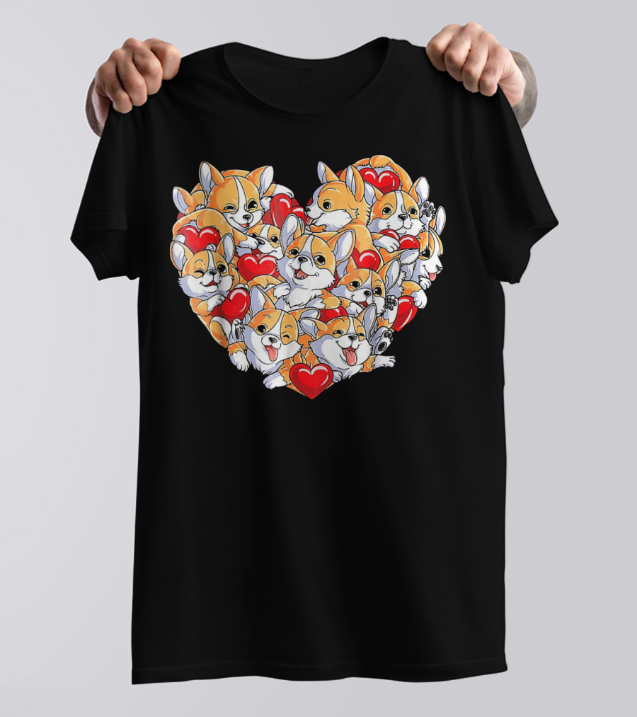 Corgi Heart Happy Valentines Day Love T-Shirt