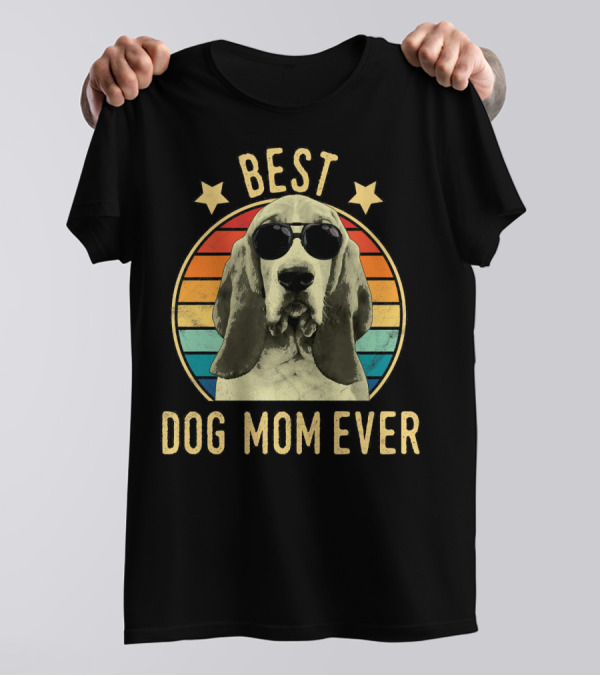 Best Dog Mom Ever Basset Hound Retro Sunglasses T-Shirt