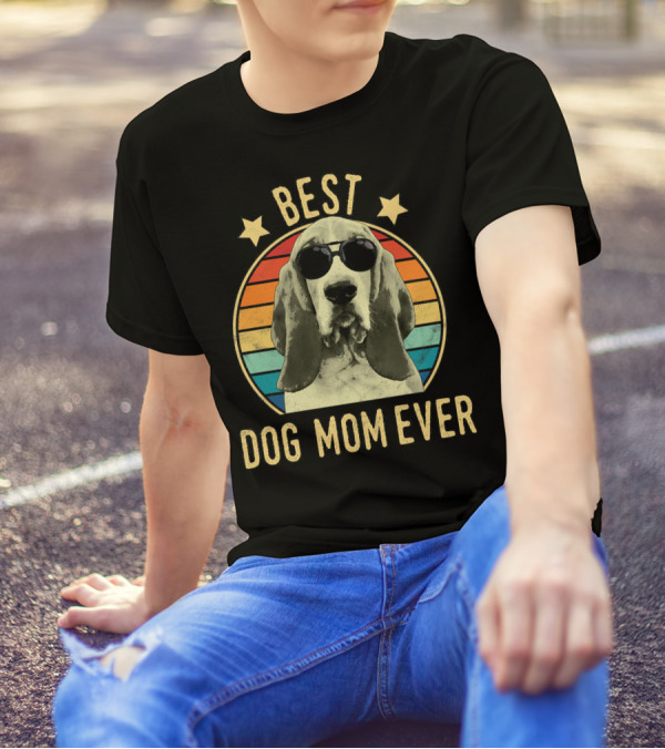 Best Dog Mom Ever Basset Hound Retro Sunglasses T-Shirt