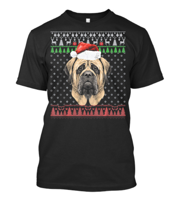 English Mastiff Santa Hat Ugly Christmas T-Shirt