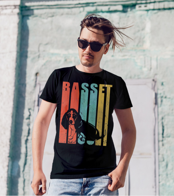 Basset Hound Vintage Style Basset Retro Colors T-Shirt