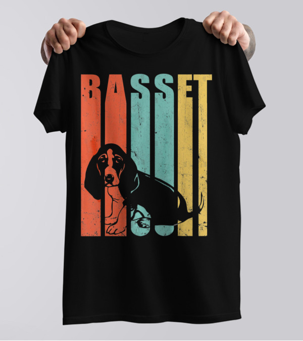 Basset Hound Vintage Style Basset Retro Colors T-Shirt