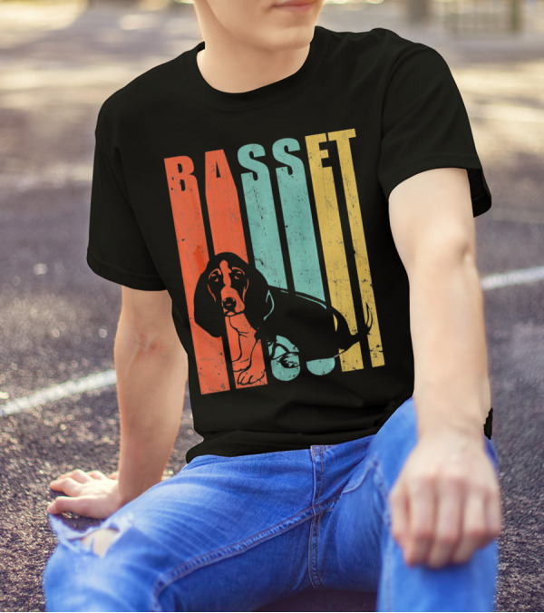 Basset Hound Vintage Style Basset Retro Colors T-Shirt