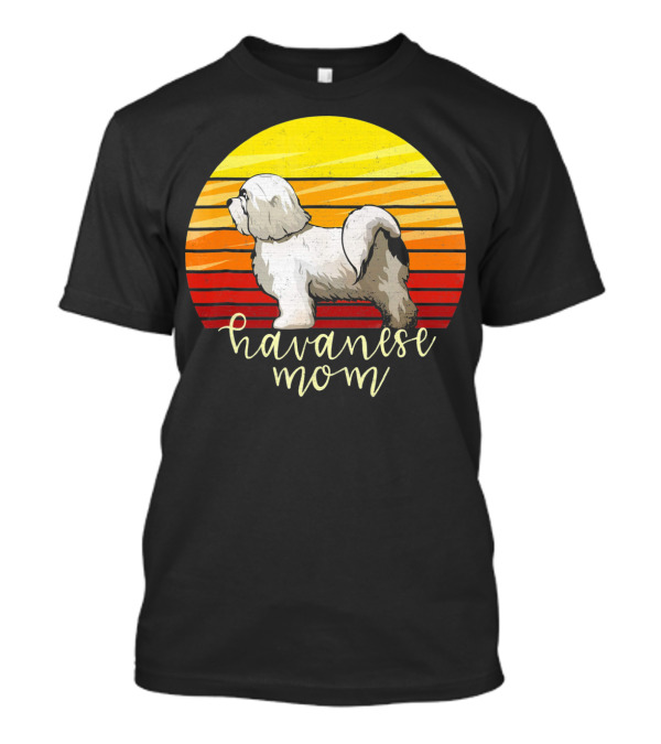 Havanese Mom Vintage Distressed Retro Sunset T-Shirt