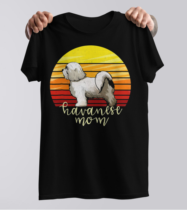 Havanese Mom Vintage Distressed Retro Sunset T-Shirt