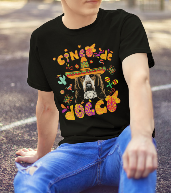 Cinco De Doggo Basset Hound Sombrero Fiesta T-Shirt