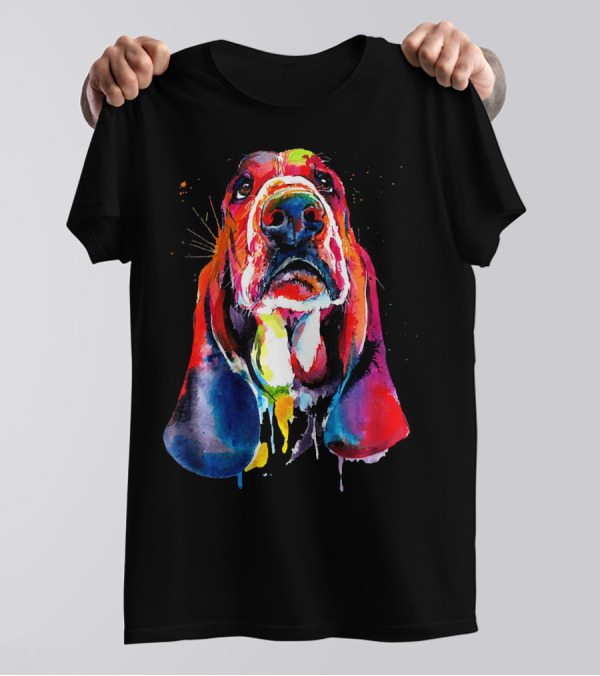 Basset Hound Colorful Watercolor T-Shirt