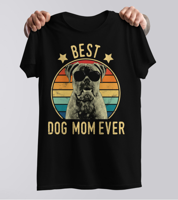 Best Dog Mom Ever Bullmastiff Retro Style Stars T-Shirt