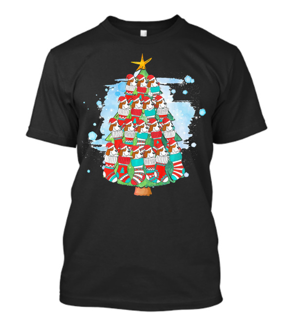 Basset Hound Christmas Tree Sweater Socks Holiday Pine T-Shirt