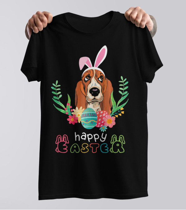 Happy Easter Bunny Basset Hound Dog Bo T-Shirt