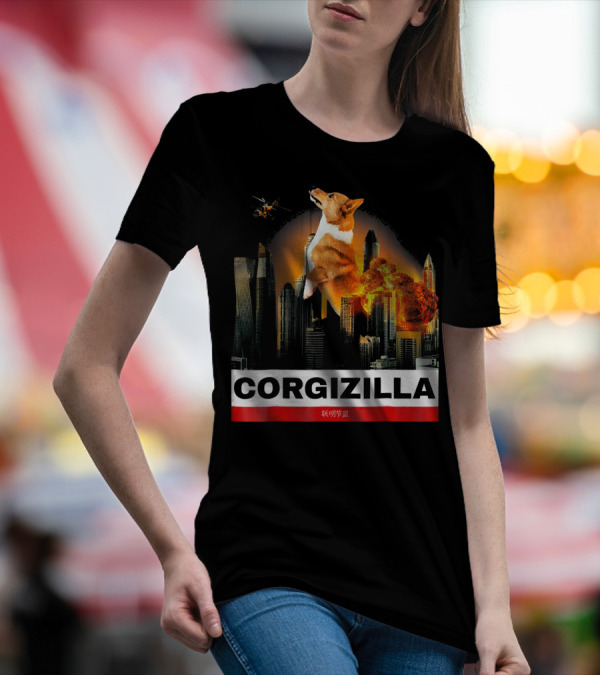 CORGIZILLA Funny Corgi In Explosive City Scene T-Shirt