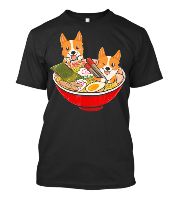 Corgi Ramen Bowl Funny Dog Japanese Noodles T-Shirt