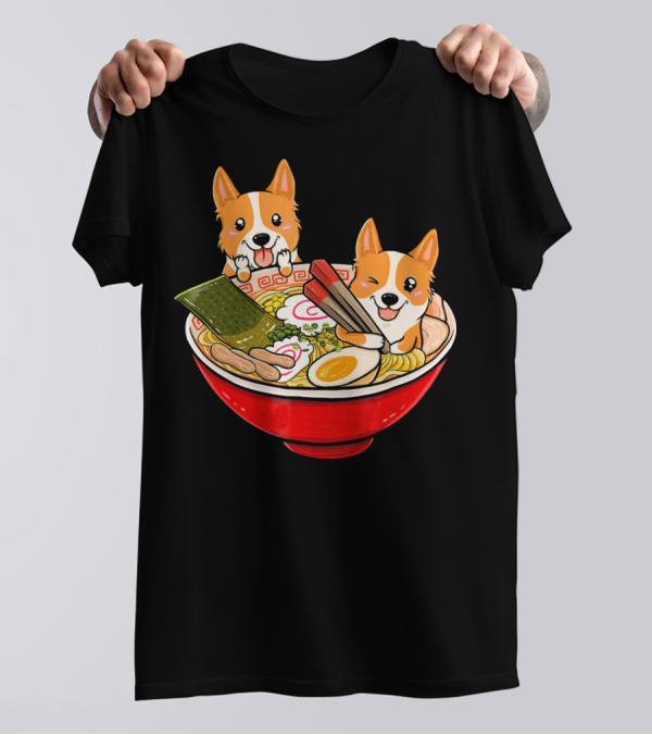Corgi Ramen Bowl Funny Dog Japanese Noodles T-Shirt