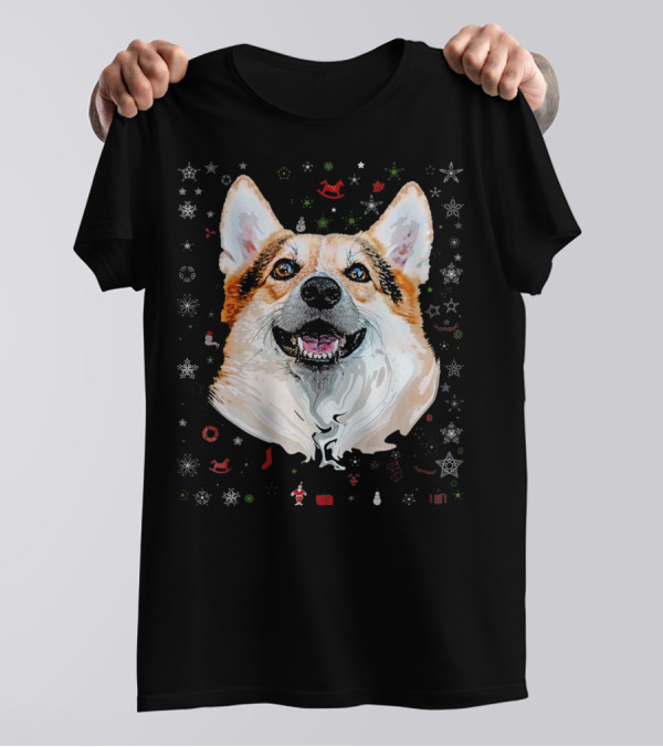Corgi Lover Christmas Holiday Festive Snowflake T-Shirt