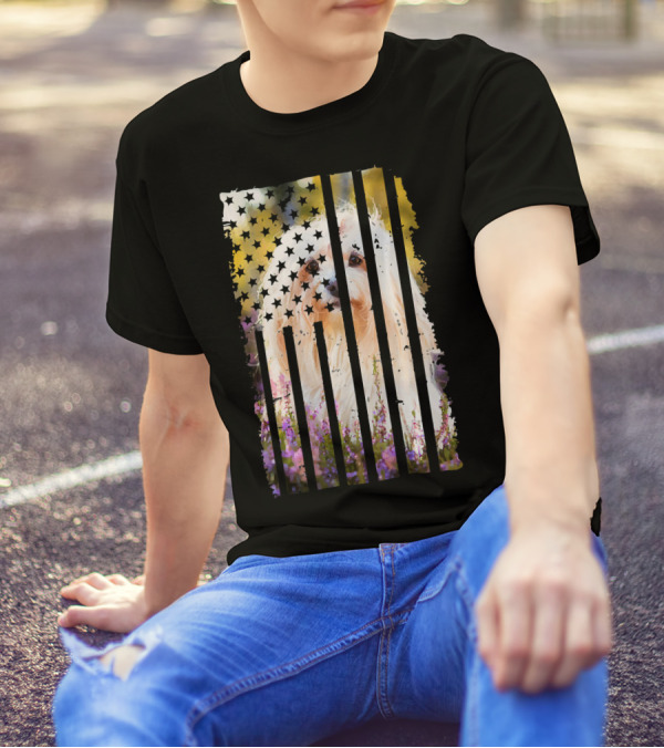 Cute Havanese Dog Picture Funny Puppy American Flag Flowers T-Shirt