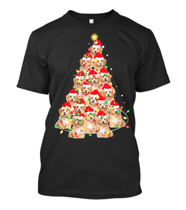 Cute Havanese Dogs In Santa Hats As Christmas Tree T-Shirt