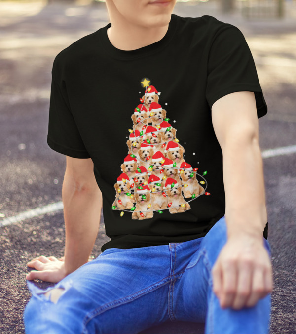 Cute Havanese Dogs In Santa Hats As Christmas Tree T-Shirt